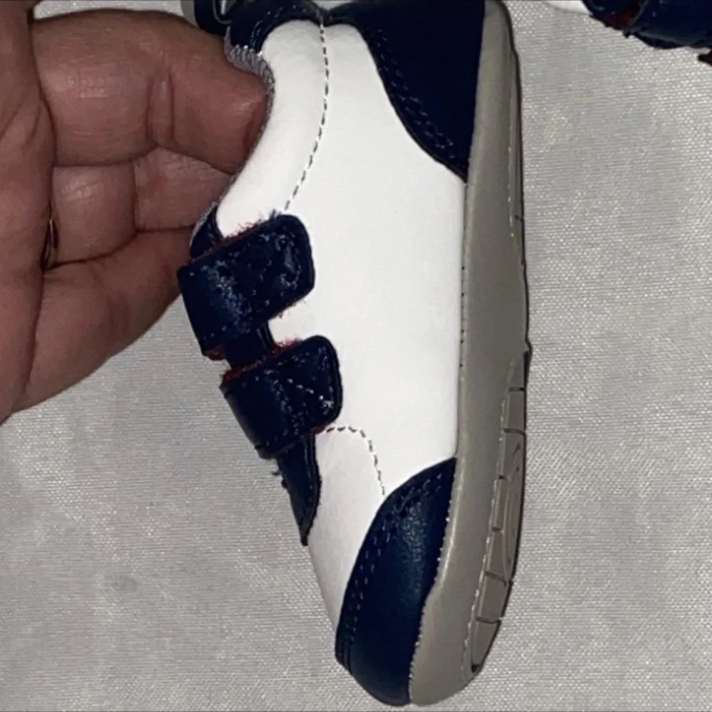 Stylish White and Blue baby Shoes size 6-12 months